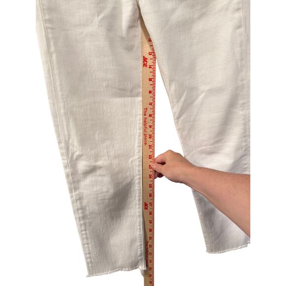 Levi's 25 Wedgie Straight Leg Jeans $99 High Rise Ankle Crop White Stretch Denim - Picture 4 of 5